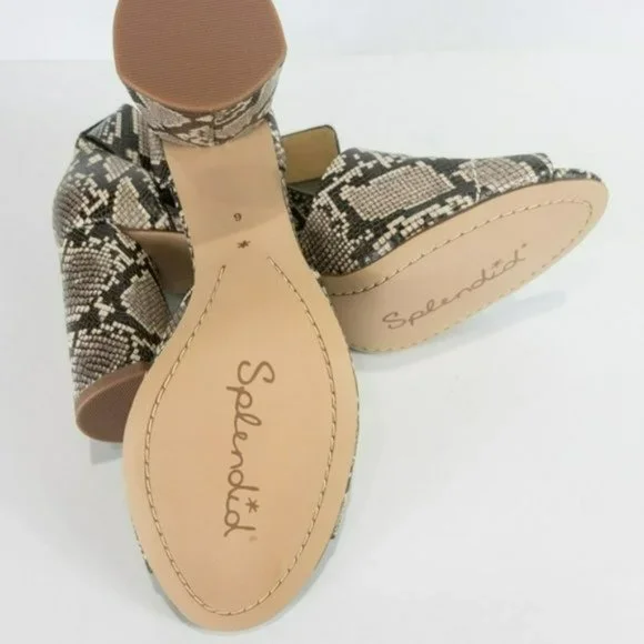 Splendid Thandie Embossed Leather Ankle-Strap Sandals -Natural Snake - Picture 8 of 8